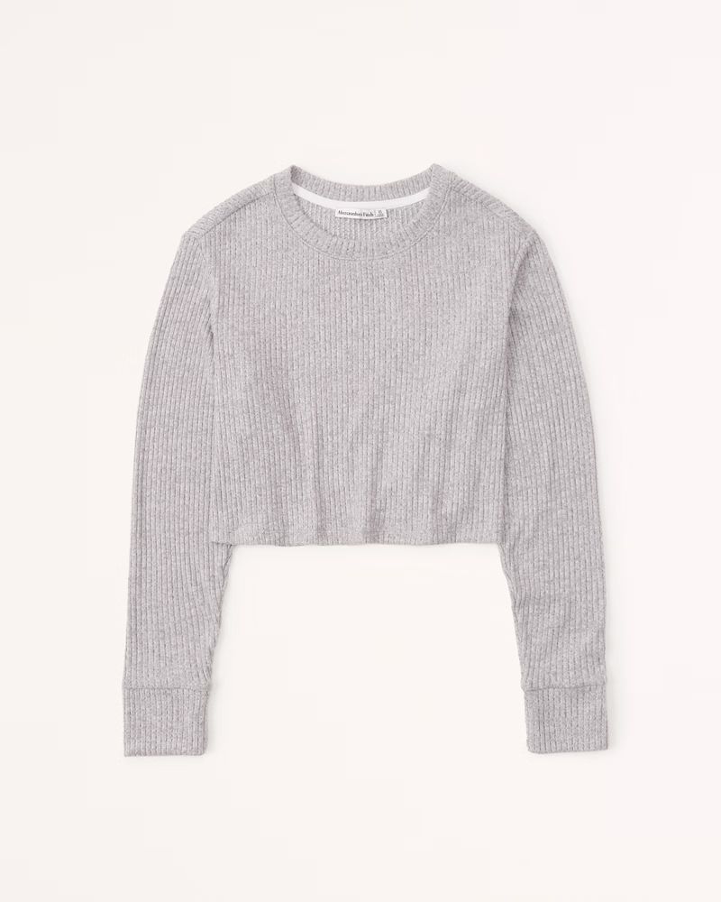 Women's Long-Sleeve Cozy Rib Crew Top | Women's Matching Sets | Abercrombie.com | Abercrombie & Fitch (US)