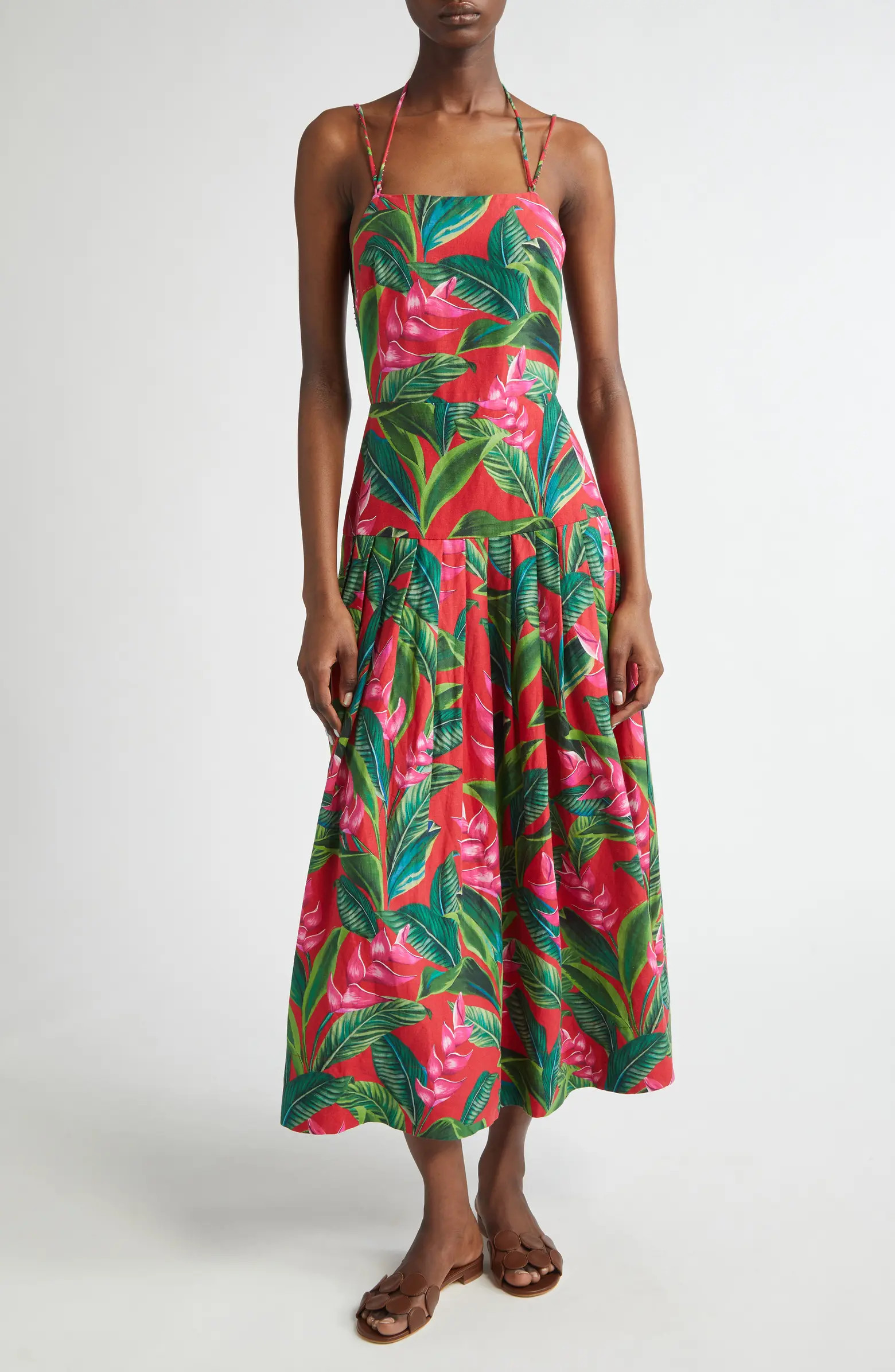 FARM Rio Dream Garden Strappy Back Linen Blend Maxi Dress | Nordstrom | Nordstrom