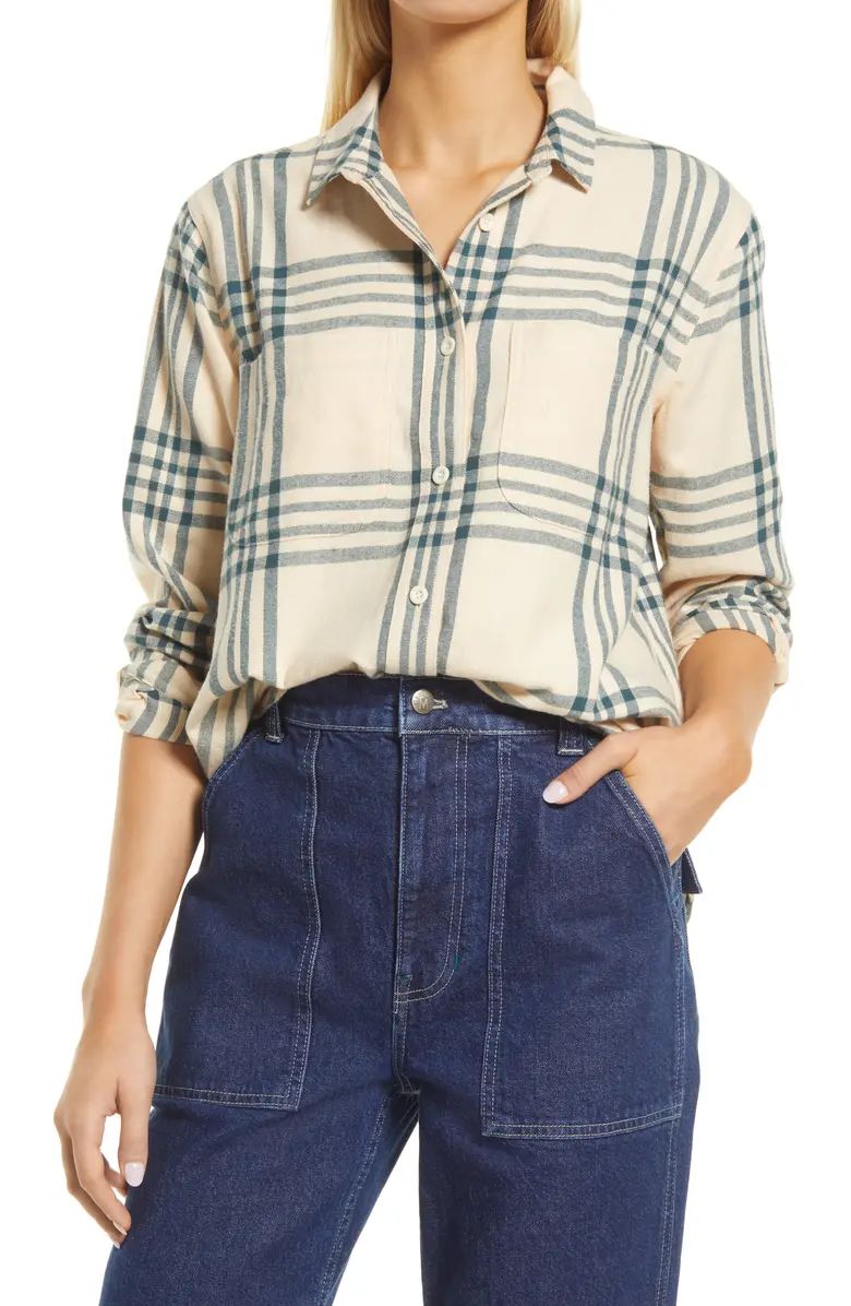 Windowpane Oversize Ex-Boyfriend Swing Shirt | Nordstrom