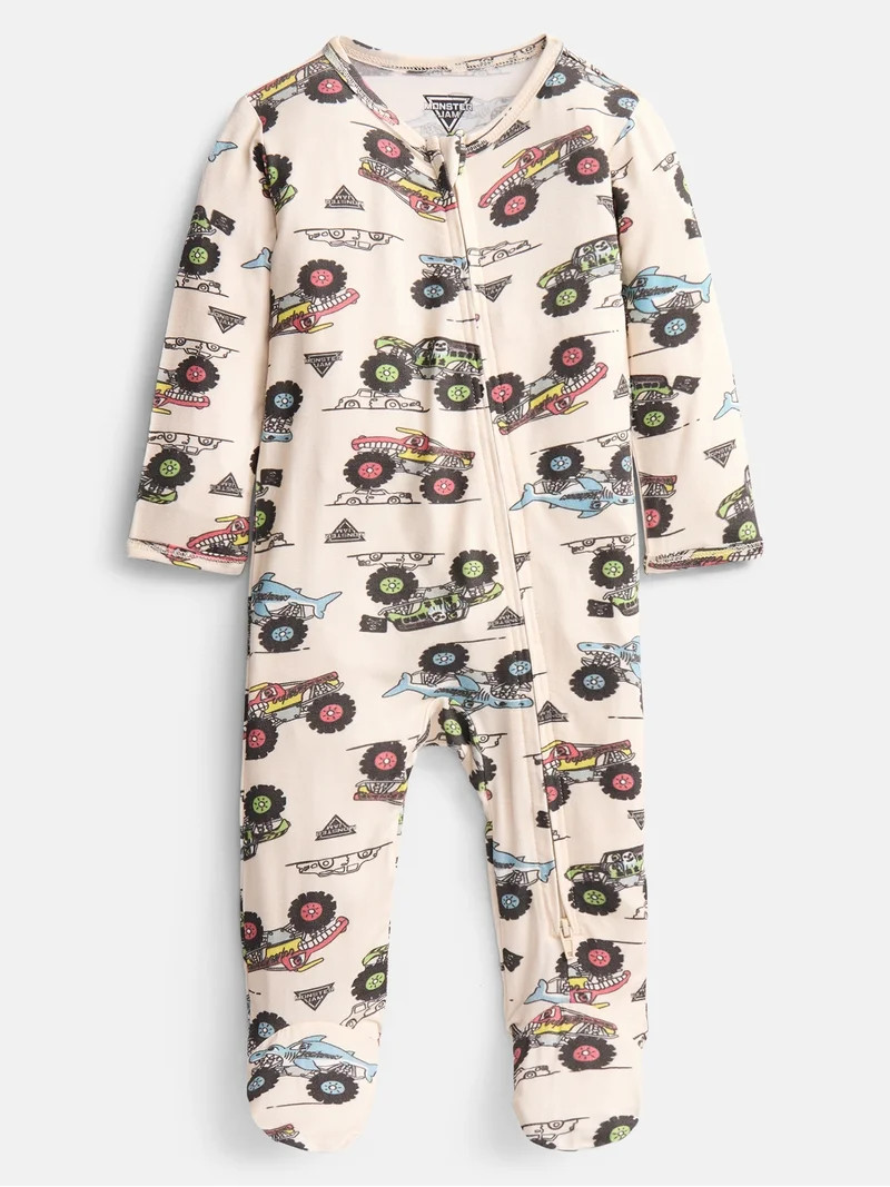 Monster Jam Baby Boys Sleep & Play Footed Pajamas, One Piece, Sizes NB-6/9M | Walmart (US)