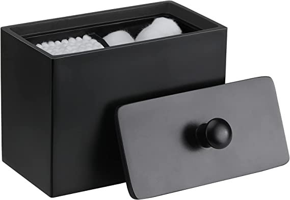 Luxspire Cotton Swab Holder, Resin Cotton Ball Canister with Lid, 2 Compartments Dispenser Storag... | Amazon (US)