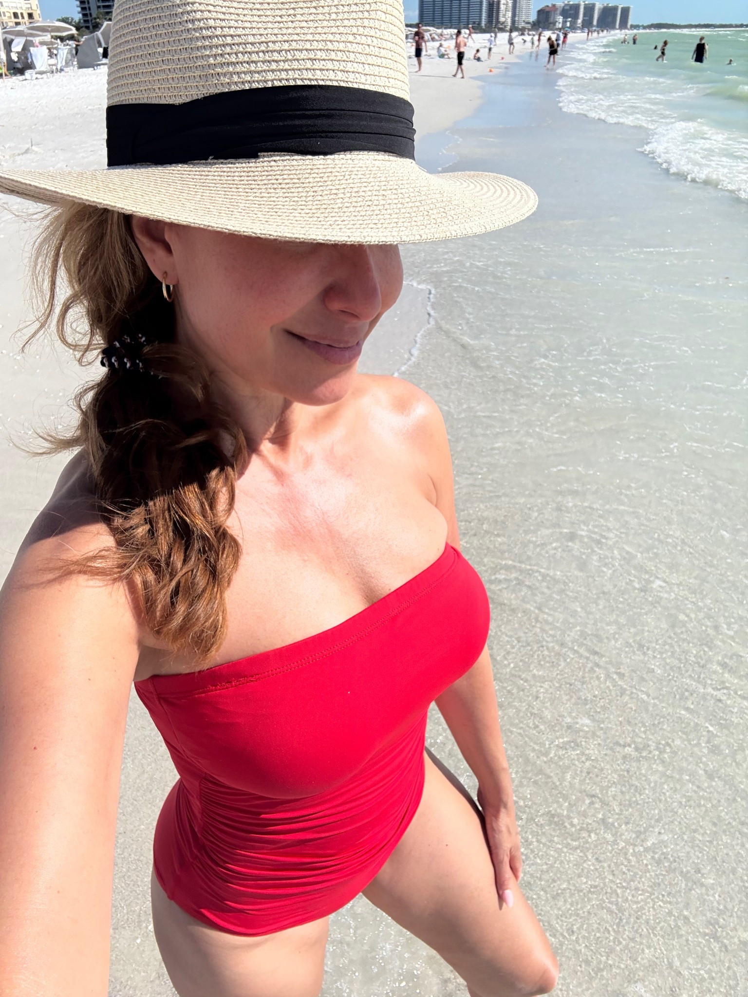Red strapless one piece swimsuit and straw hat. Great fit and support. Wearing Small. 

Resort wear, vacation outfit, Amazon, beach outfit, swimsuit, swimwear. 

#LTKSeasonal #LTKSwim #LTKStyleTip #LTKTravel