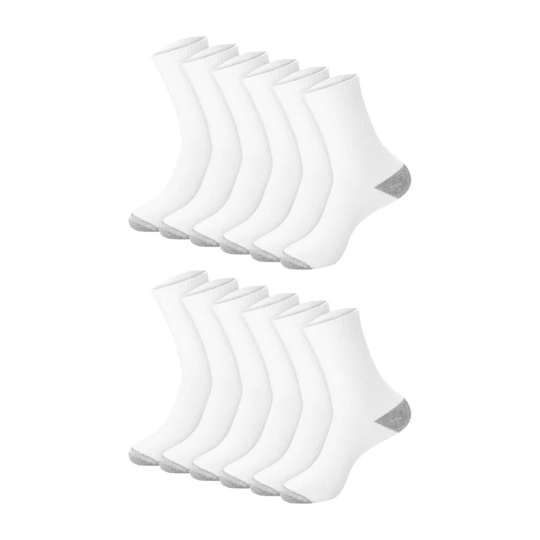 Hanes Mens Crew Socks Pack, 12-Pack, X-Temp, Active Cool Lightweight | Walmart (US)