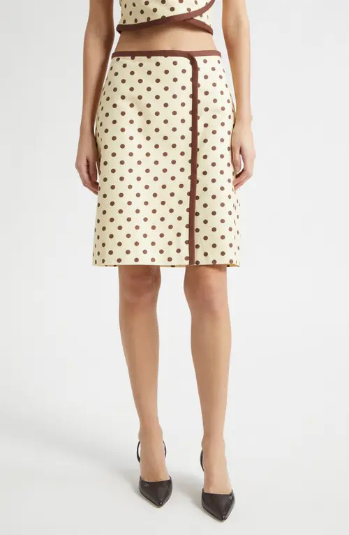 POSSE Bowie Polka Dot Pencil Skirt in Vanilla/choc at Nordstrom, Size Small | Nordstrom