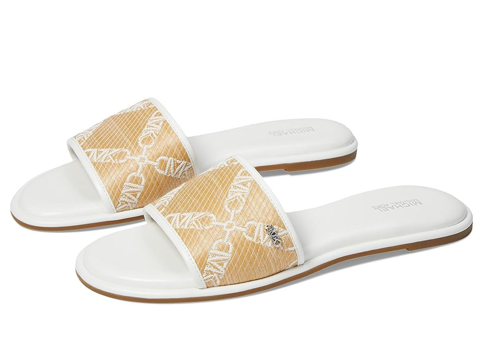 MICHAEL Michael Kors Saylor Slide Women's Shoes Natural/Optic White : 9.5 M, Leather | Zappos