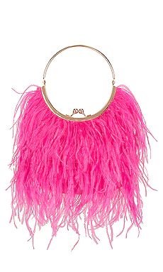 olga berg Penny Feathered Frame Bag in Fuchsia from Revolve.com | Revolve Clothing (Global)
