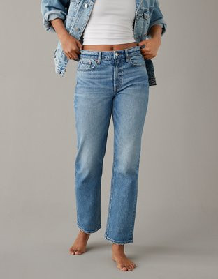 AE Stretch Super High-Waisted Ankle Straight Jean | American Eagle Outfitters (US & CA)