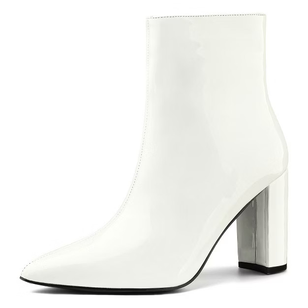Allegra K Women's Chunky Heel Pointed Toe Zipper Ankle Boots | Target