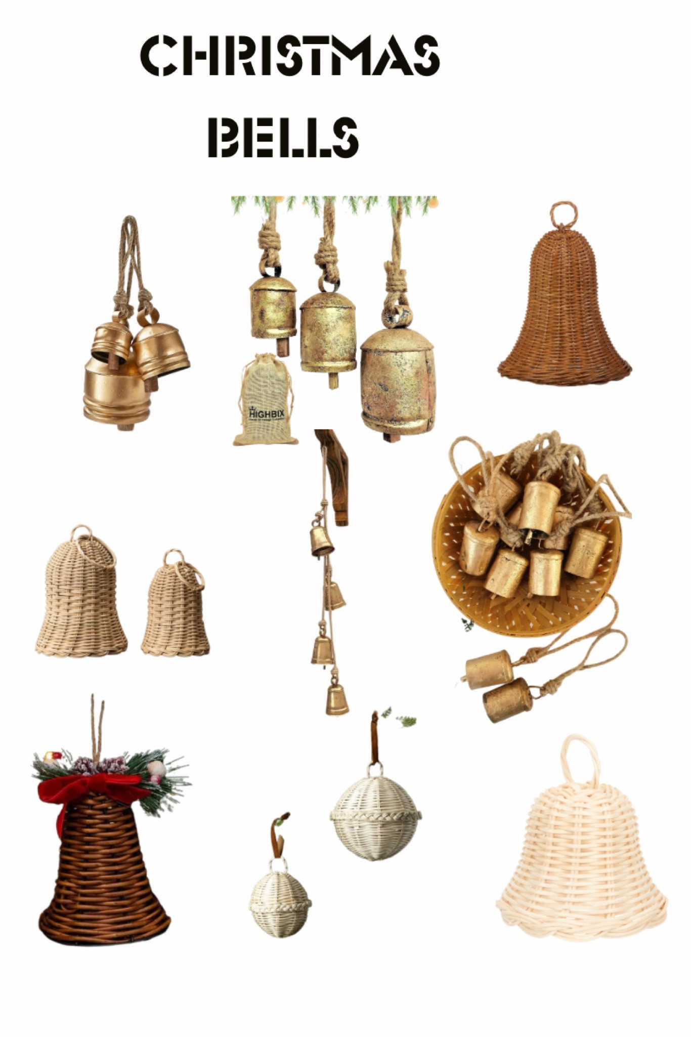 Christmas bells as ornaments, hanging in garlands and wreaths. 

#LTKSeasonal #LTKhome #LTKHoliday