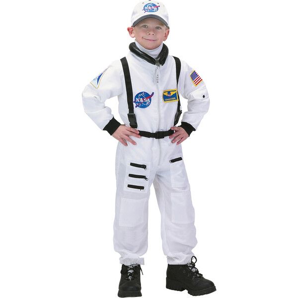 Jr. Astronaut Suit with Embroidered Cap, White | Maisonette