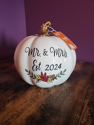 New | Martha Stewart Mr. & Mrs. Est. 2024 Porcelain Ceramic Pumpkin Autumn Fall  | eBay | eBay US