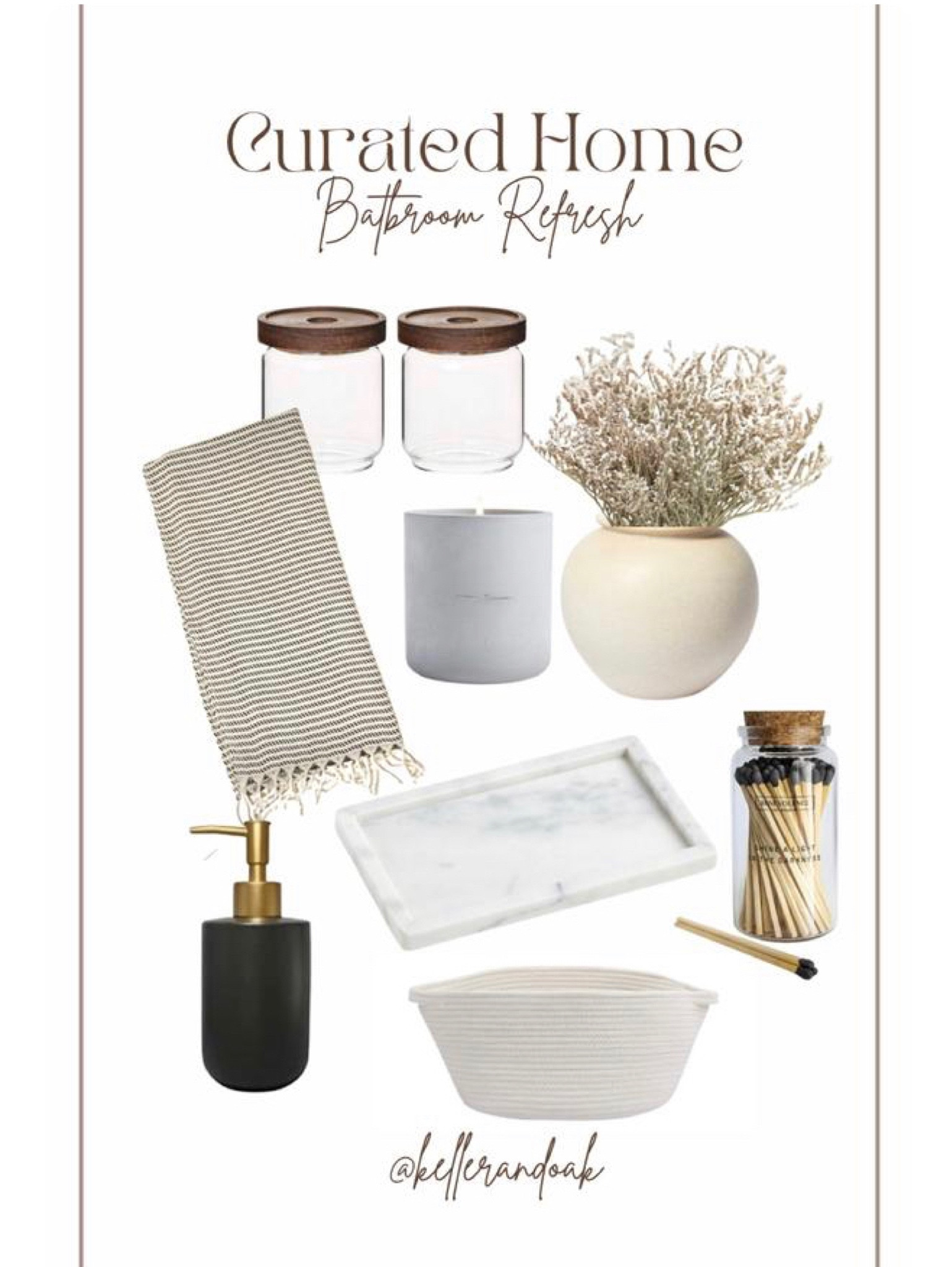 Springtime refresh. Spring interior design. Seasons. Neutral bathroom styling. Soap dispensers, towels, marble tray, candles, dried flowers. 

#spring #kellerandoak #bathroom #ltkhome #ltksale 