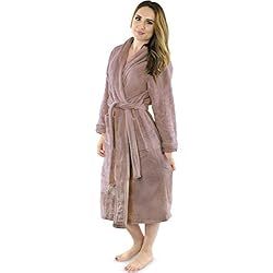 NY Threads Women Fleece Shawl Collar Bathrobe - Plush Long Robe | Amazon (US)