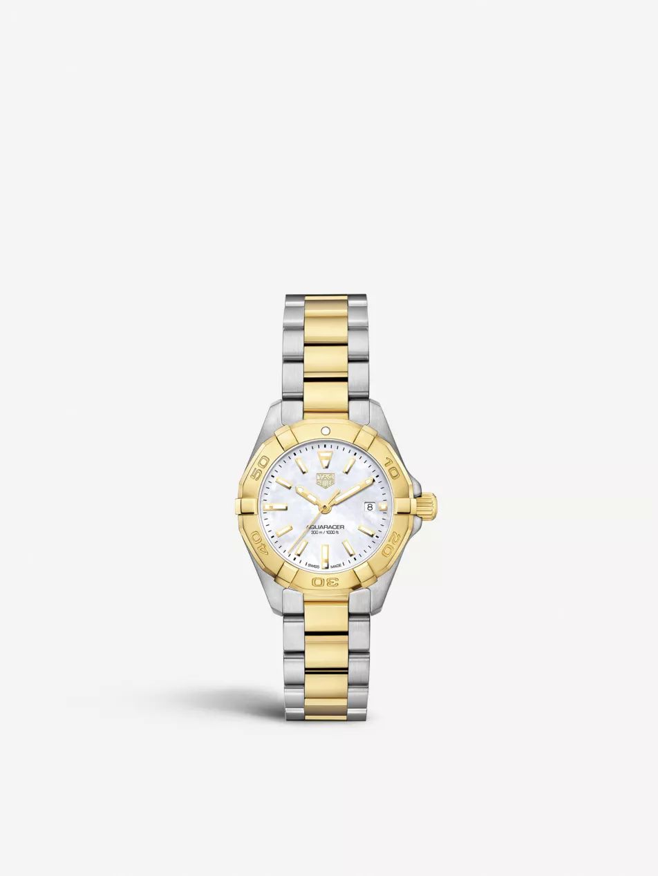 WBD1420.BB0321 Aquaracer mother-of-pearl and stainless steel quartz watch | Selfridges