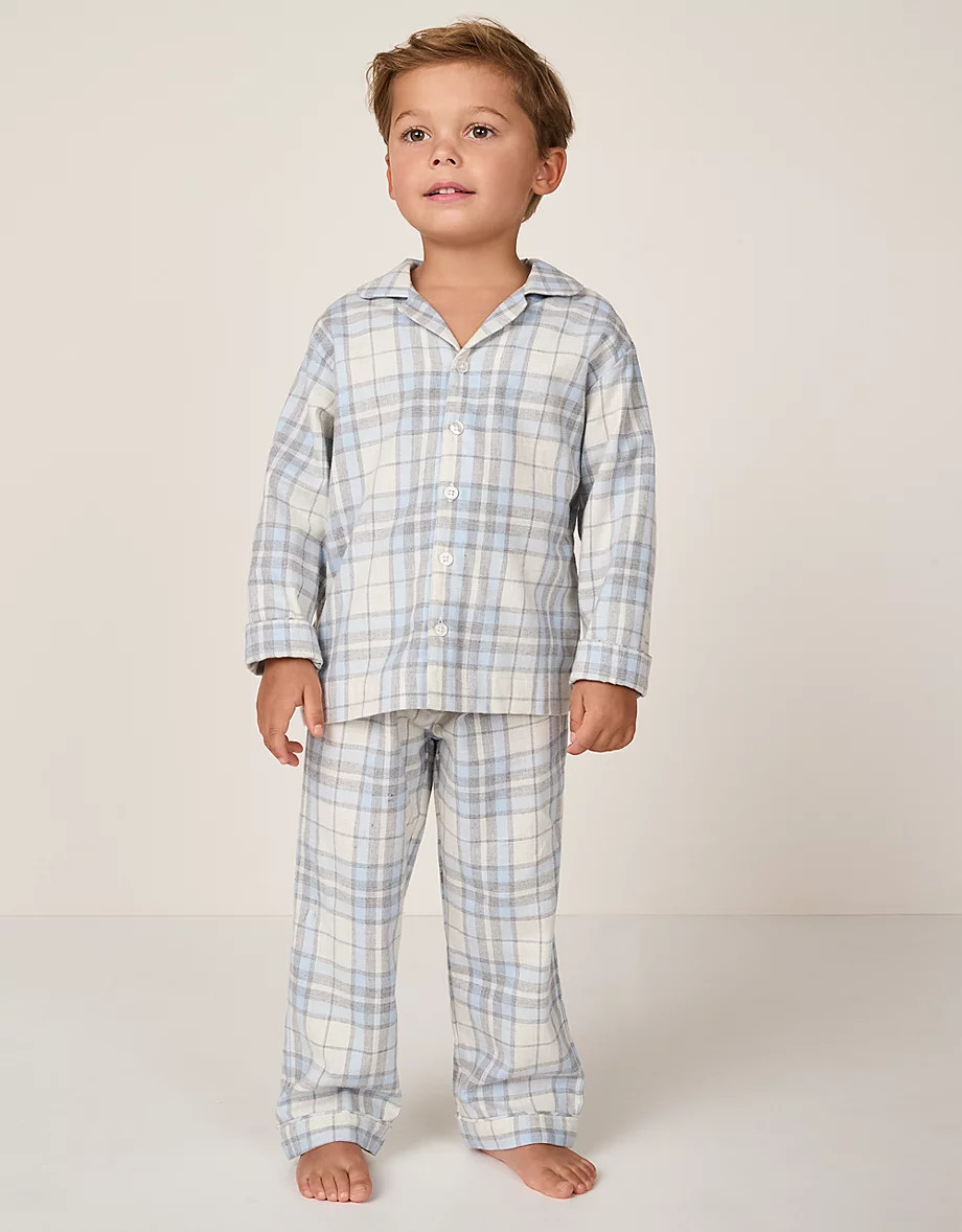 Organic Cotton Relaxed Fit Traditional Ecru & Blue Check Pyjamas (2–12yrs) | The White Company UK & ROW