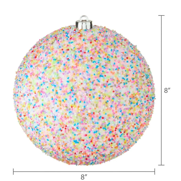 2-Count White Glitter Jumbo Christmas Shatterproof Ornaments with Colorful Beads, 7.87 in, by Hol... | Walmart (US)