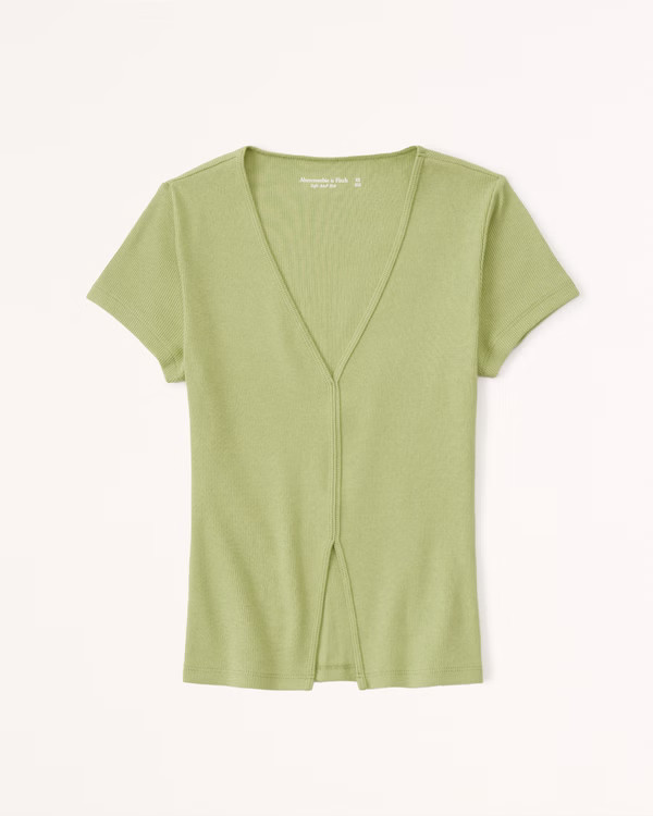 Ribbed Split Hem Top | Abercrombie & Fitch (US)