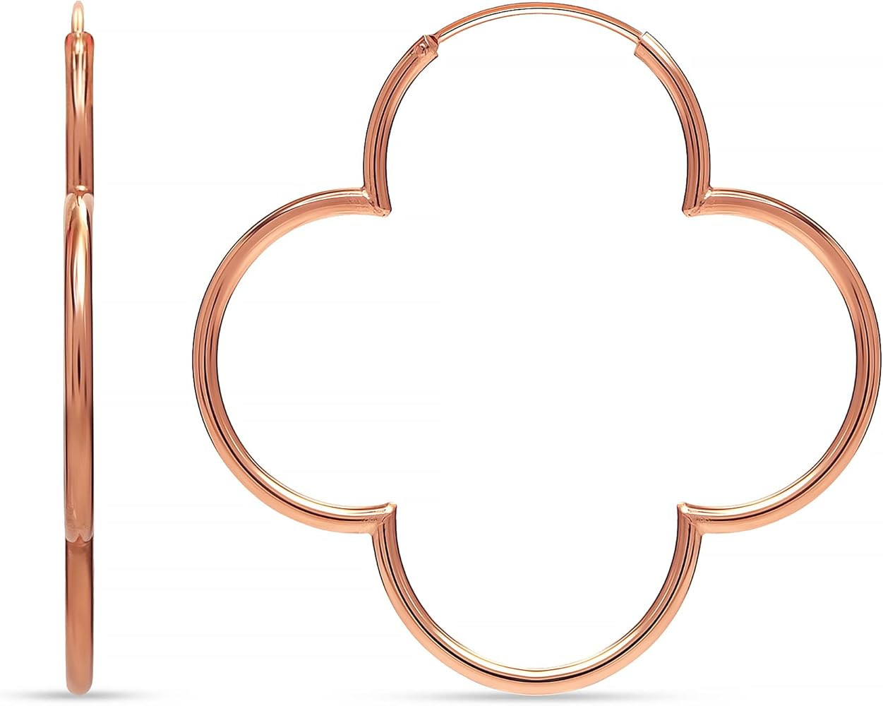 LeCalla 925 Sterling Silver Clover Hoop Earrings | Lightweight Endless Clover Flower Shaped Earri... | Amazon (US)