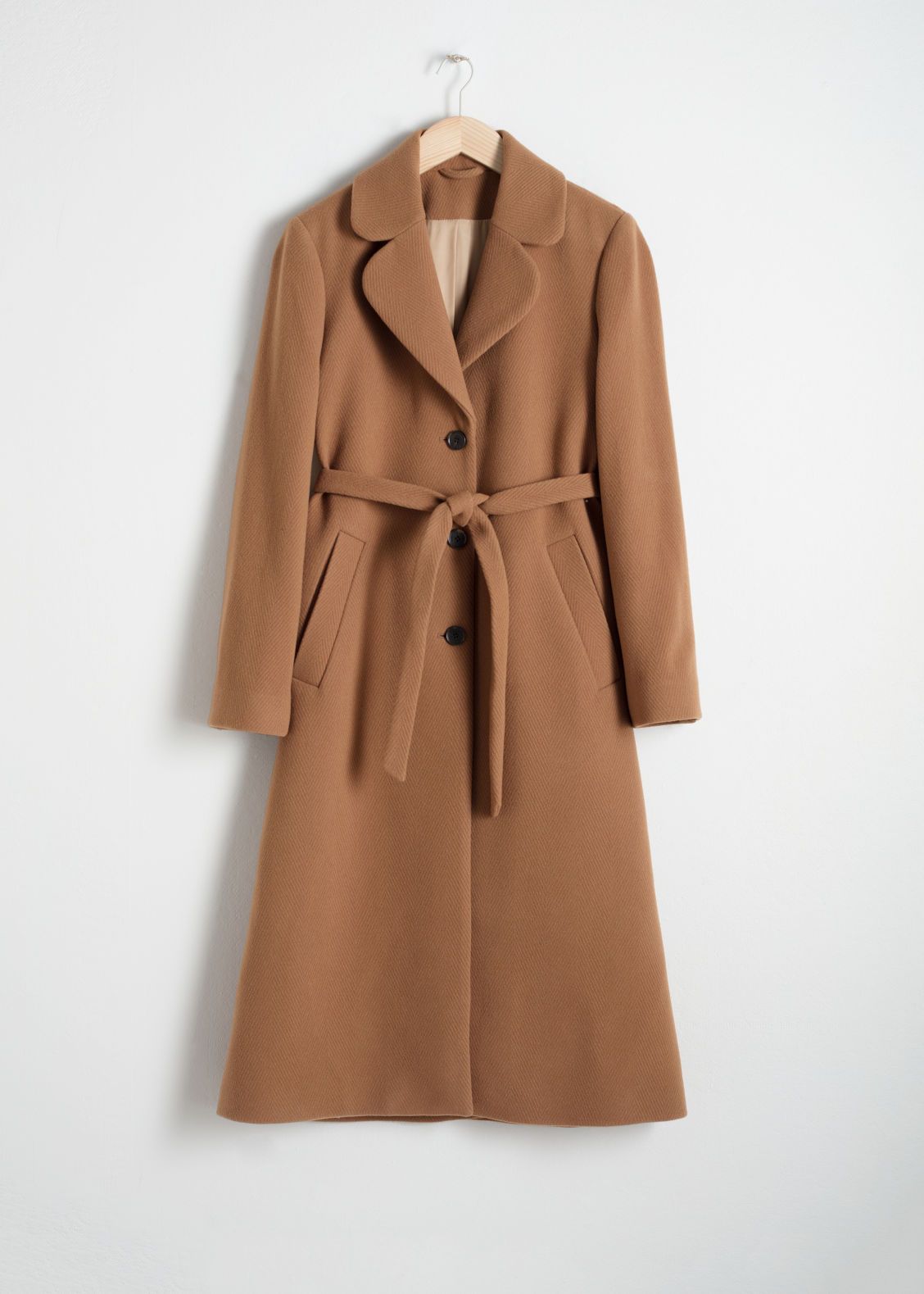 A-Line Wool Blend Belted Coat - Yellow | & Other Stories (EU + UK)