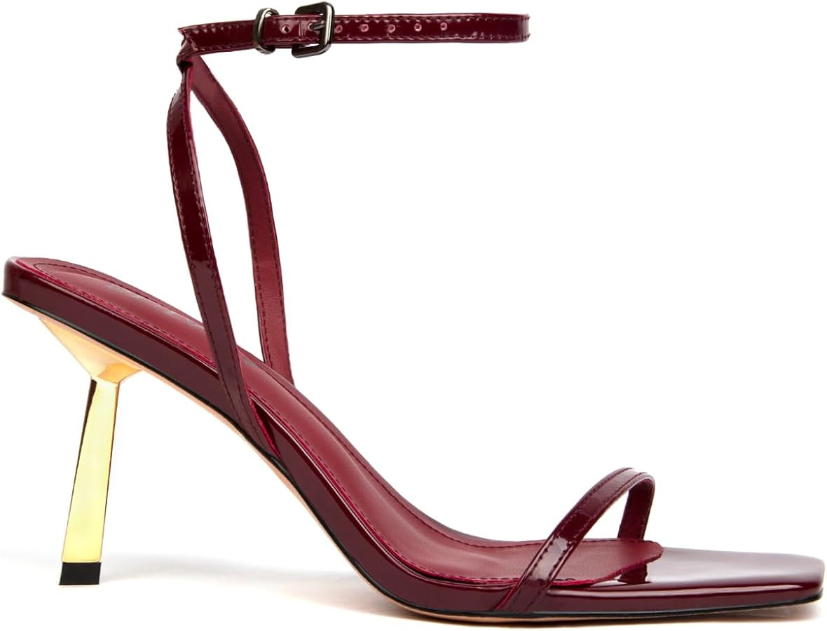 Women's Lace Up Heeled Sandals Stiletto Heels Adjustable Ankle Strap Square Open Toe Slingback Pa... | Amazon (US)