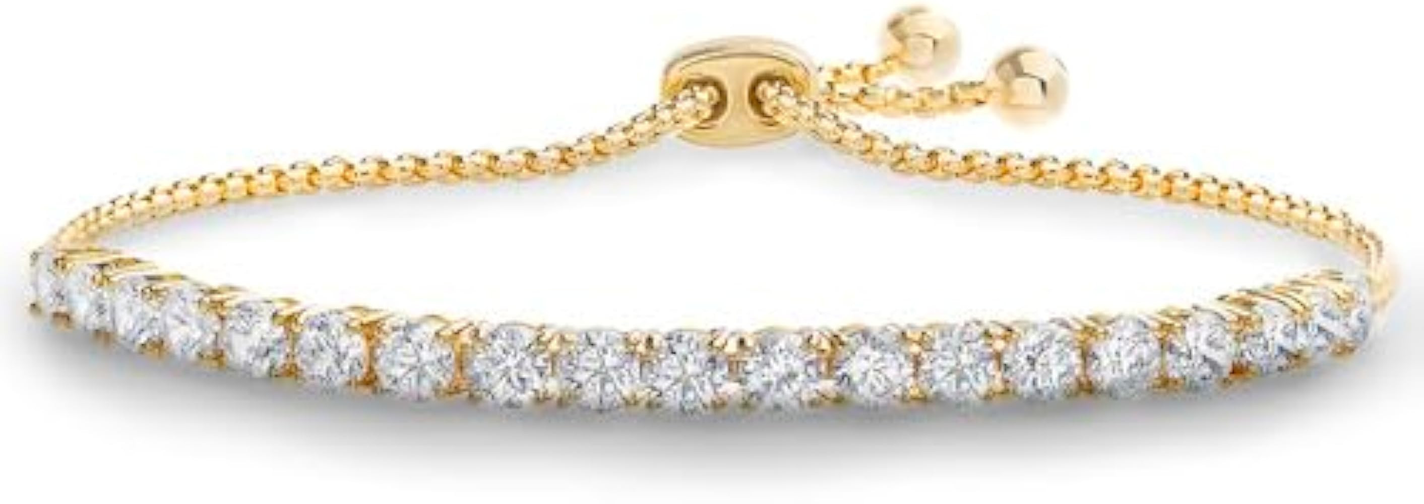 8 Cttw Cubic Zirconia Adjustable Bolo Bracelet for Women 4mm - 6mm | Amazon (US)