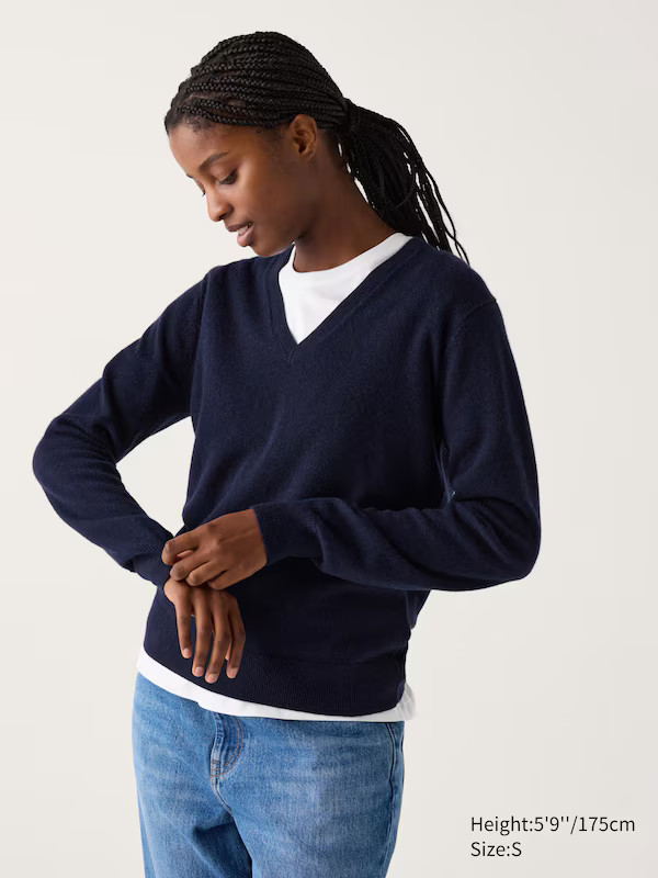 100% Kasjmier Trui met V-Hals | Uniqlo NL