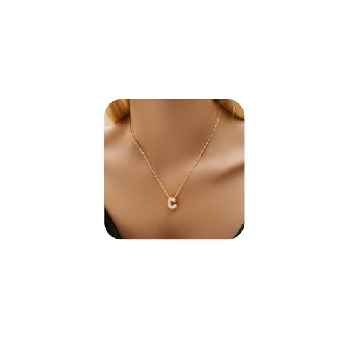 Turandoss Bubble Letter Necklace Gold - Bubble Letter Necklace Gold Necklace for Women Bubble Necklace Initial Necklaces for Women Bubble Necklace Letter Initial C Necklaces for Women Girls Gifts | Amazon (US)