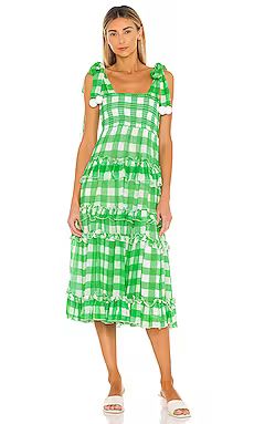Sundress Berenice Dress in Green GGT Lime & White Poms from Revolve.com | Revolve Clothing (Global)