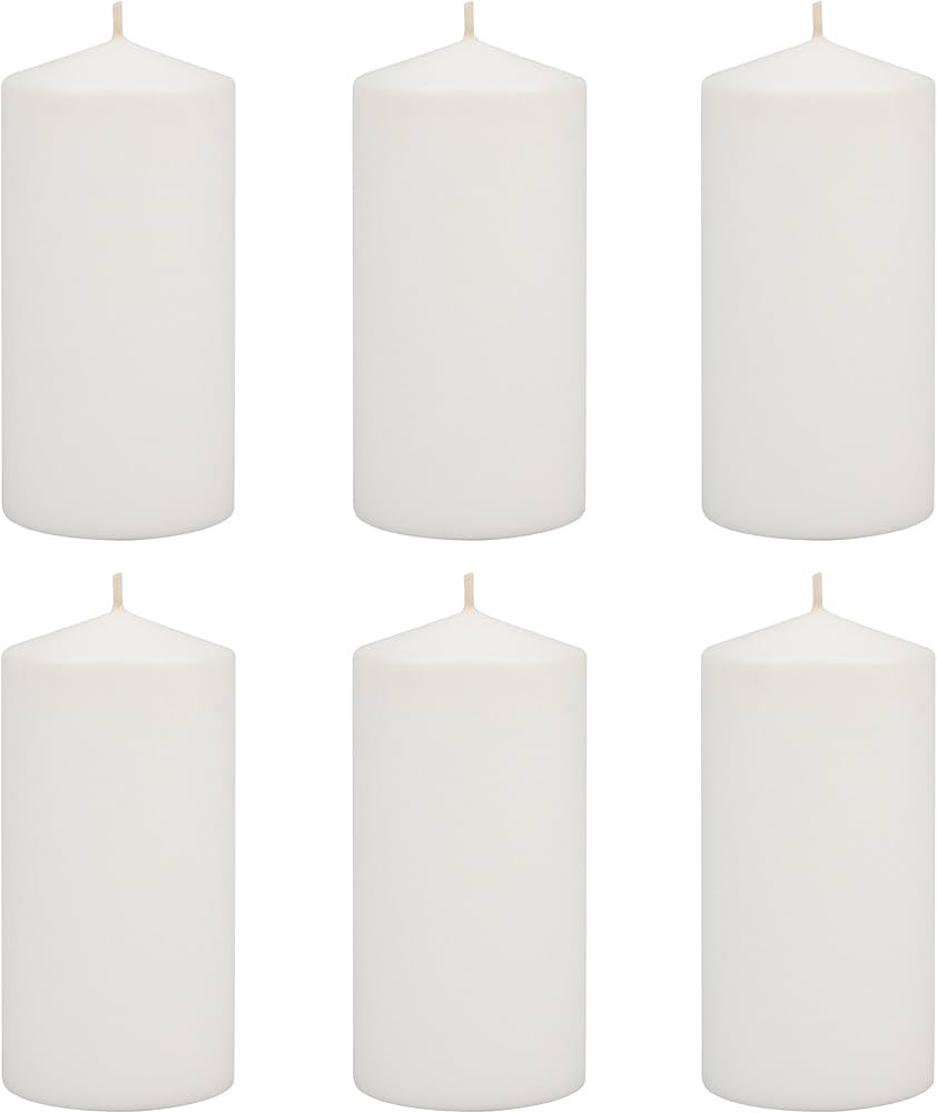 Stonebriar Tall 3x6 Inch Unscented Pillar Candles,White, 6 count | Amazon (US)