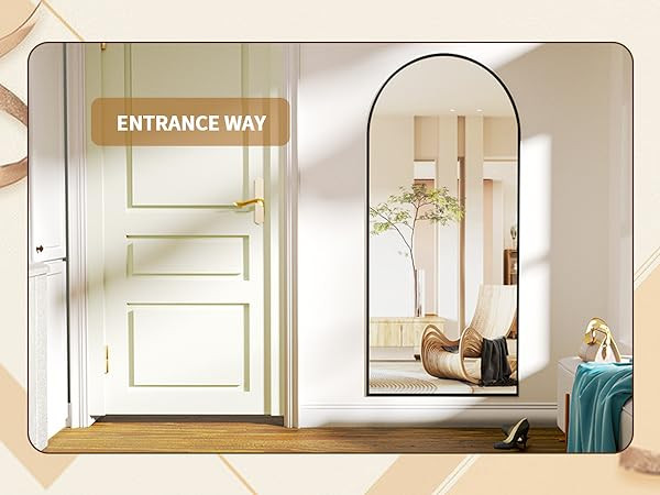 Koonmi 34"x76" Arched Full Length Mirror, Black Large Floor Mirror with Aluminum Alloy Frame Stan... | Amazon (US)