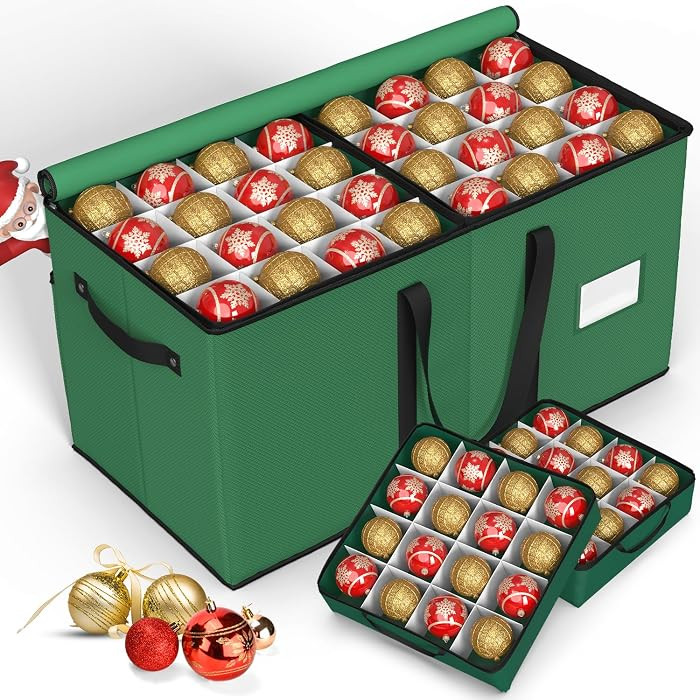 Keten Christmas Ornament Storage Boxes with 8 Individual Trays, Fits 128 Holiday Ornaments 3-Inch... | Amazon (US)