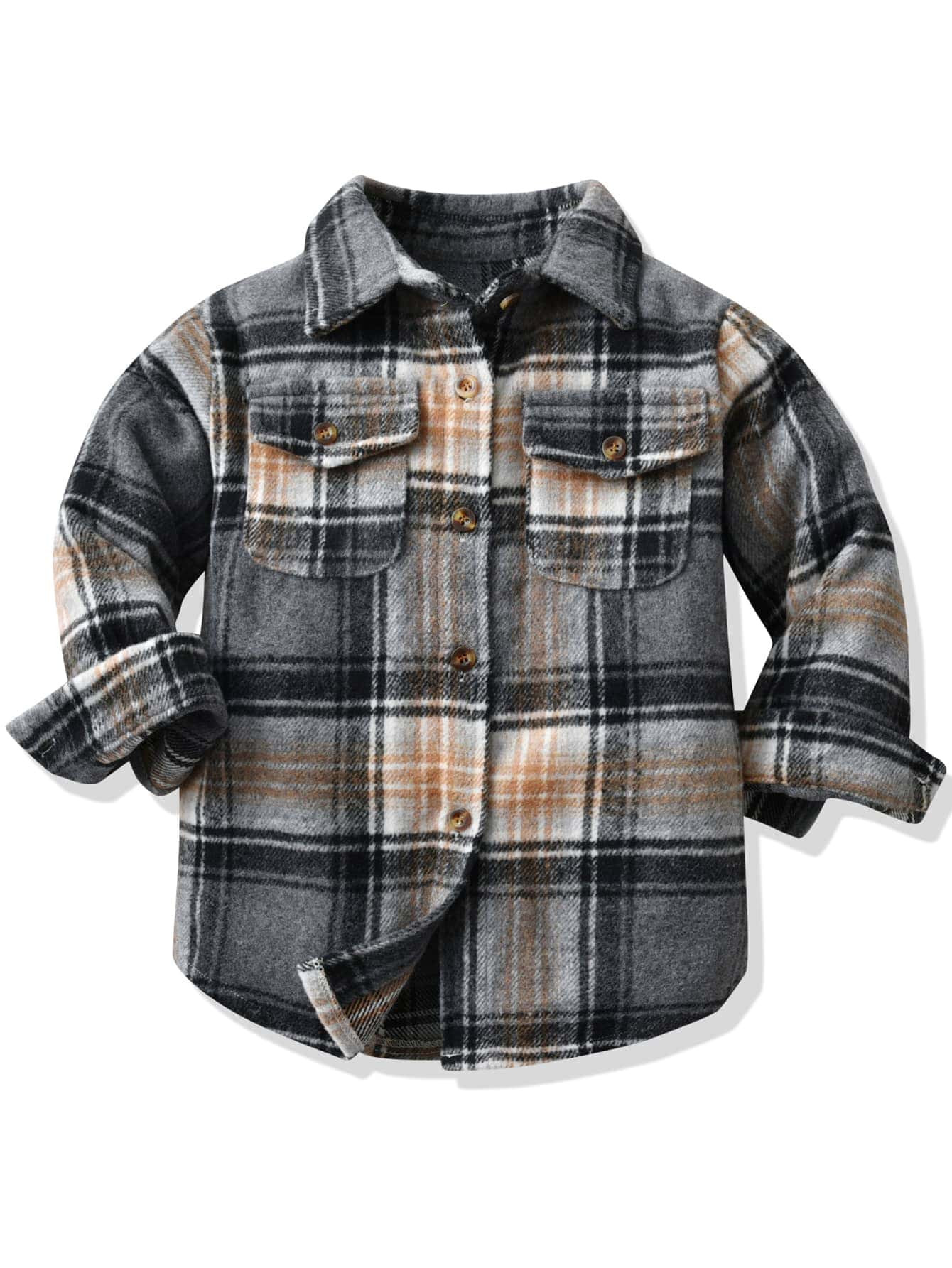 Toddler Boys Plaid Flap Pocket Overcoat | SHEIN