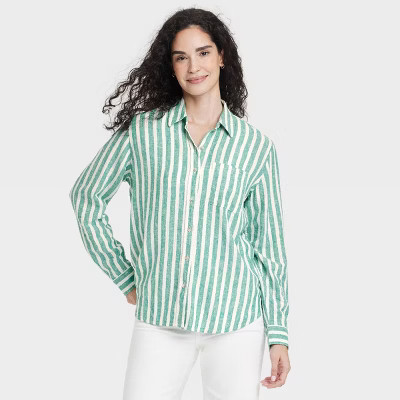 Women's Long Sleeve Collared Linen Button-Down Shirt - Universal Thread™ | Target