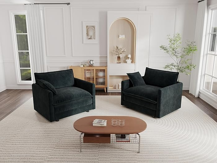 KEIKI 2-Piece Sofa Set with 2 Oversized Chenille Single Sofa, Upholstered Modern Style 2-Seater L... | Amazon (US)