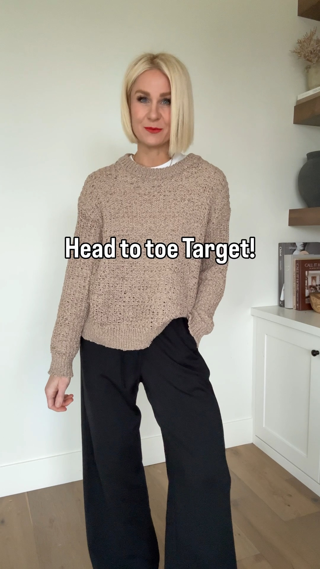 This new ribbon yarn sweater just went live on target to shop! be sure and size up! I’m wearing a large Paired with this nude Cami that I wear under so many things, and I’ll look for less Aritzia pants that are so comfortable and look expensive.

#LTKOver40 #LTKmomlife #LTKgrwm