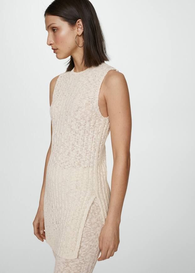 Ribbed knitted top with slits -  Women | Mango USA | MANGO (US)