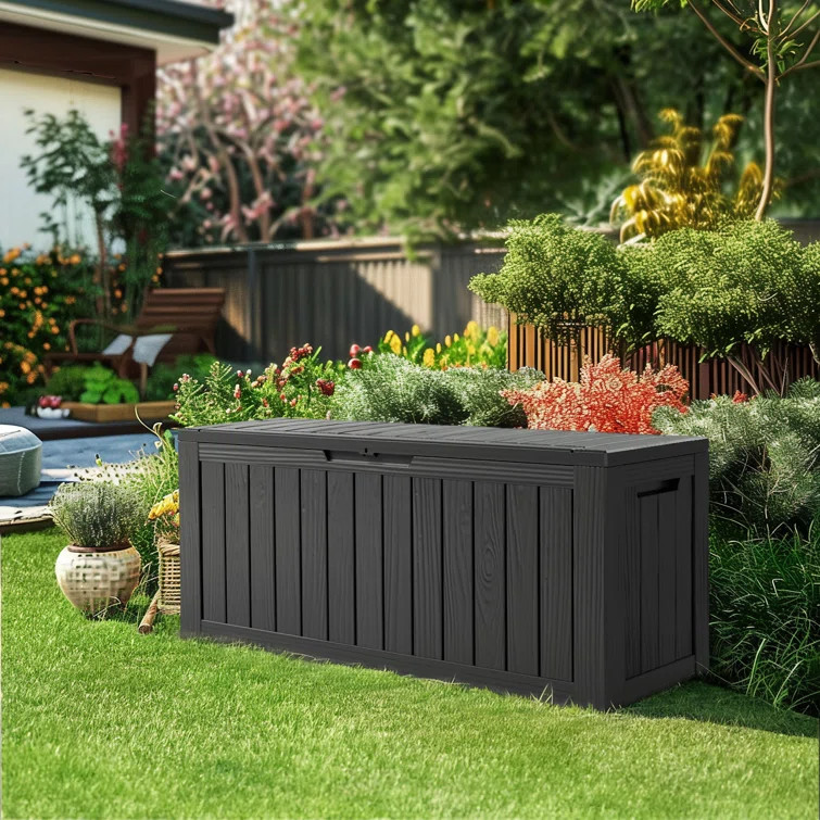 vbal 80 Gallons Water Resistant Resin Lockable Deck Box | Wayfair North America