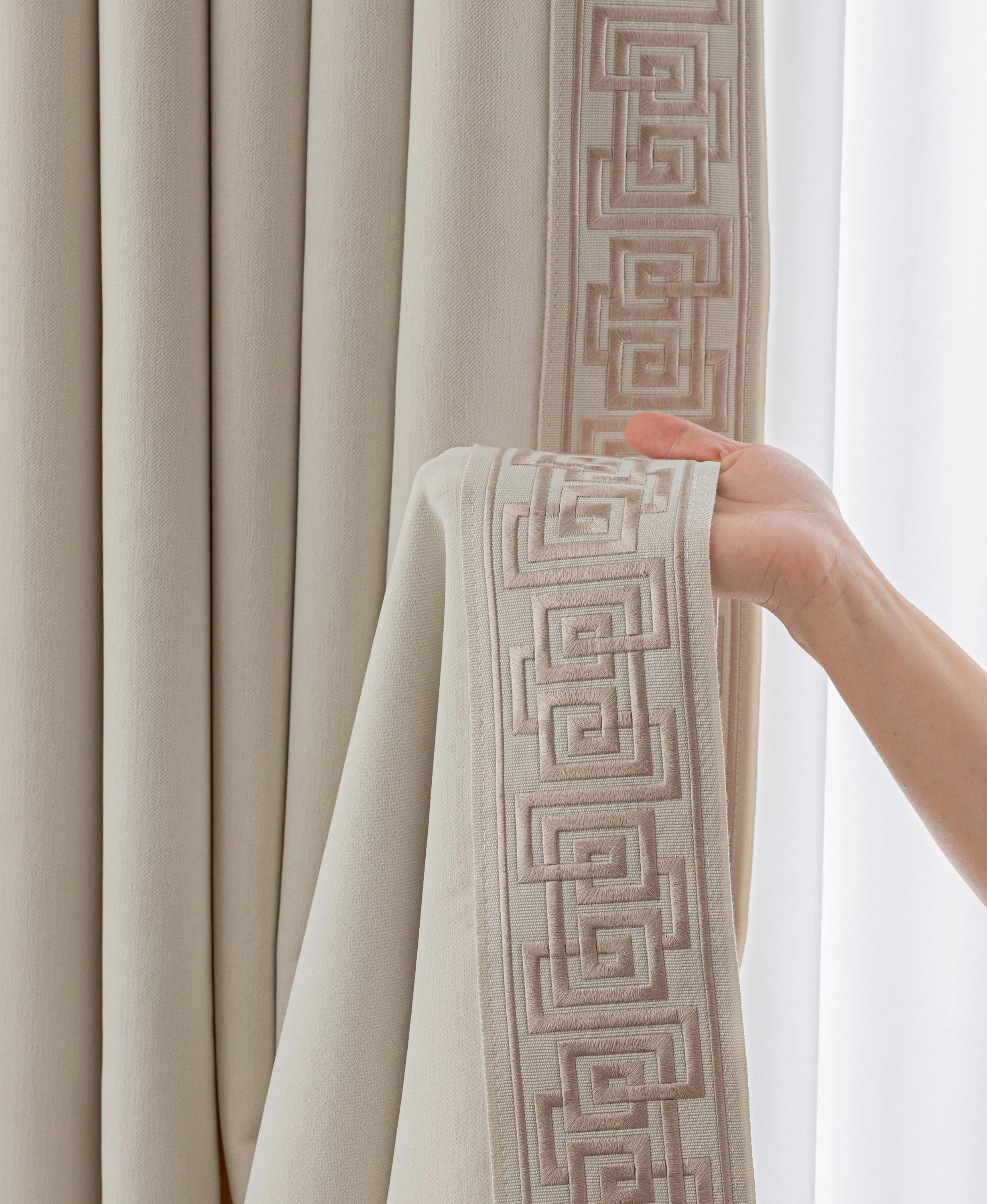 Warm Cream Pinch Pleat Room Darkening Curtains, Neutral Embroidery Trim, memory trained, readily available (in Pair) | Etsy (Global)