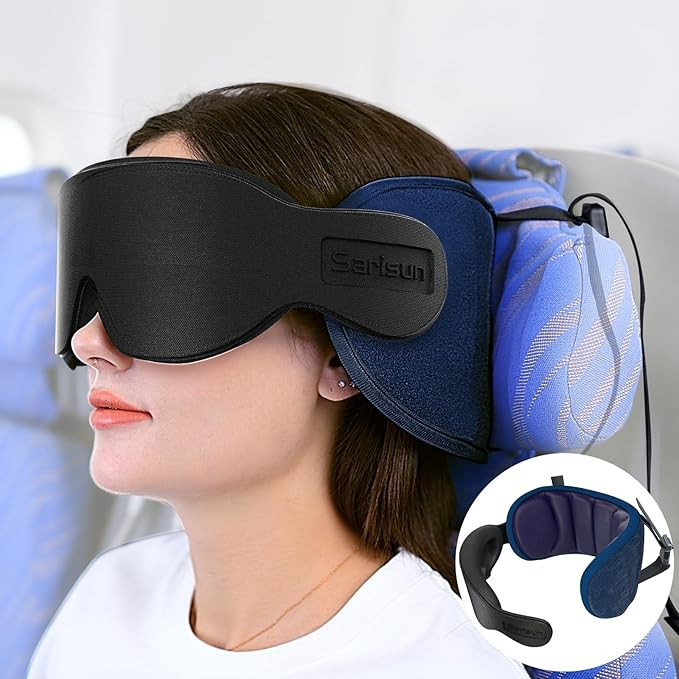 Travel Pillows for Airplanes, Airplane Pillow with 3D Eye Mask for Sleeping, 360° Support Head S... | Amazon (US)