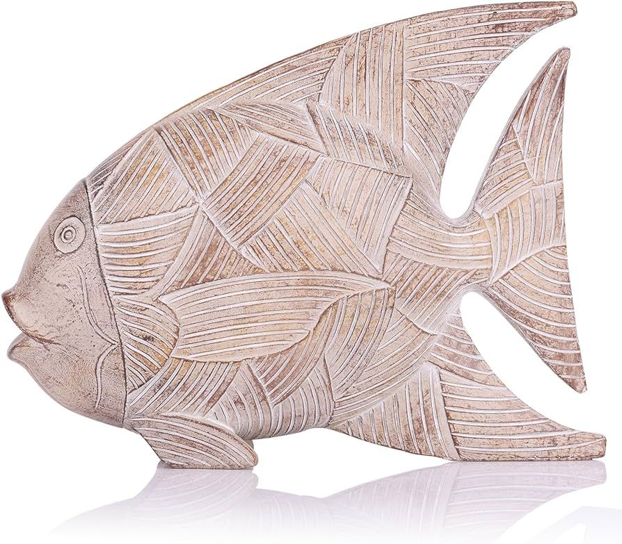 Coastal Decor for Home Fish Sculpture | Handmade Resin Fish Decor Statue | Sea Nautical Beach Hou... | Amazon (US)