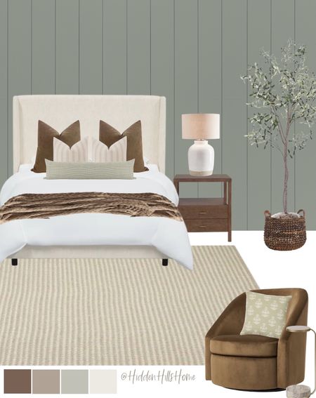 Bedroom decor mood board, master bedroom design ideas, green accent wall, Tilly bed, bedroom inspiration #bedroom 

#LTKsalealert #LTKstyletip #LTKhome