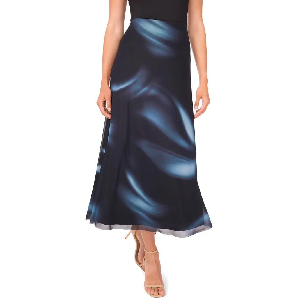 Halogen® Blur Print Mesh Maxi Skirt in Rich Black at Nordstrom Rack, Size Small | Nordstrom Rack