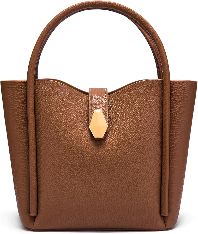 hedexe Leather Bucket Bags for Women: Designer Genuine Leather Tote Shoulder Purse - Fashion Ladi... | Amazon (US)