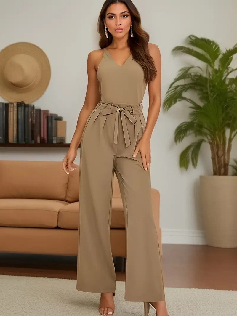 Wide Leg Pants - Stylish High-Waisted Belted Design, Relaxed Fit for Everyday Comfort, Unique Pap... | Temu Affiliate Program