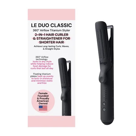L ange Hair Le Duo 360 Airflow Styler Titanium Flat Iron Hair Straightener (Black) | Walmart (US)