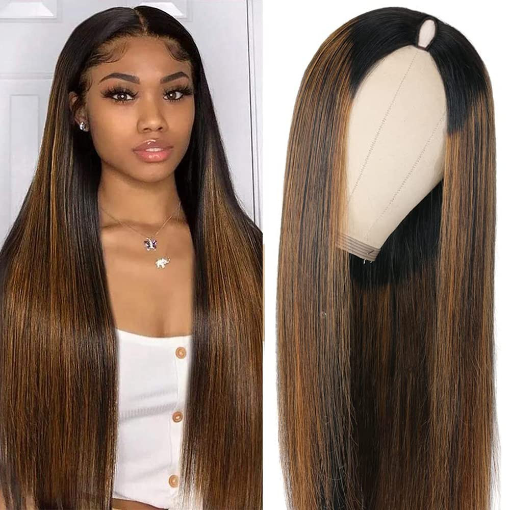 CHEETAHBEAUTY FB30 Ombre V Part Wig Human Hair 26Inch No Leave Out Upgrade Straight U Part Wig Hi... | Amazon (US)