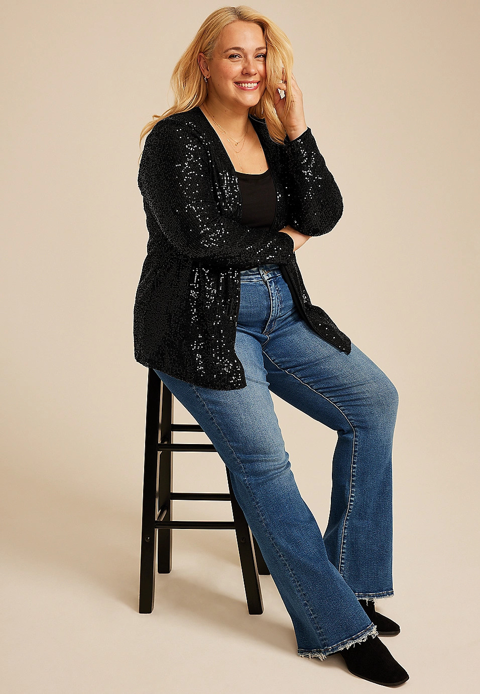 Plus Size Studio Y Sequin Cardigan | Maurices