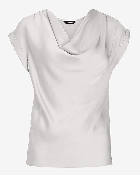 Satin Cowl Neck Gramercy Tee | Express