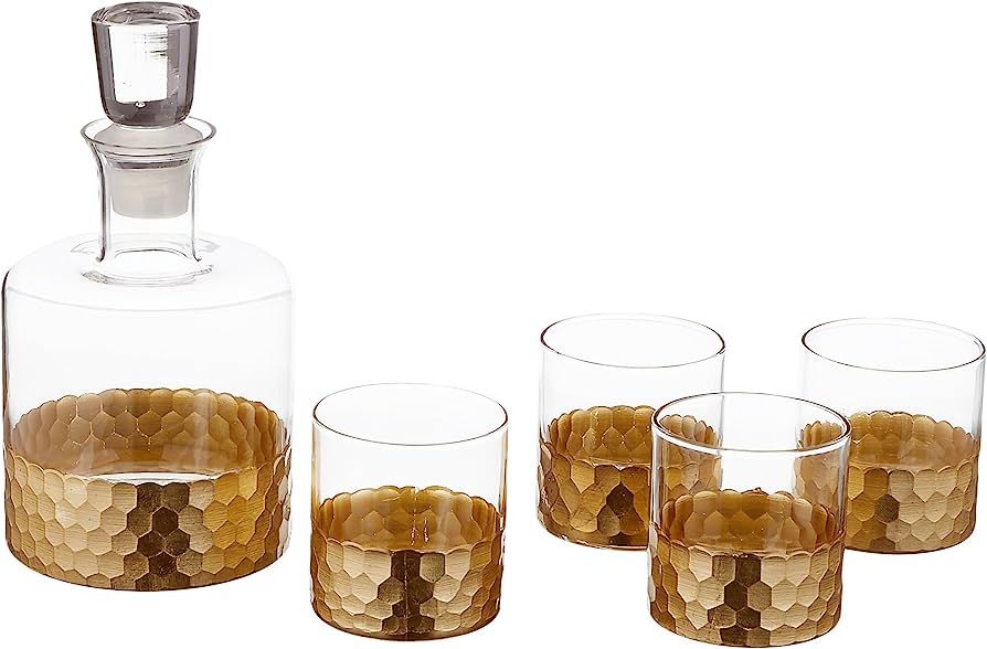 Fitz & Floyd Decorative Whiskey Decanter Set with Top Glass for Wine, Bourbon, Brandy, Liquor, 5 ... | Amazon (US)