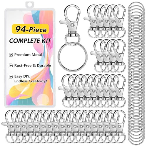 Bonison 94pcs Keychain Making Kit with Lobster Claw Clasps & Key Rings - Keychain Clip with Key Ring Craft Supplies for DIY Keychains, Jewelry & Lanyard Projects | Amazon (US)